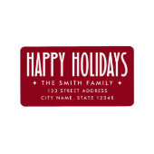 Happy Holidays deep red return address ラベル (正面)