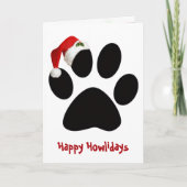 Happy Holidays Dog Paw Print with Hat カード (正面)