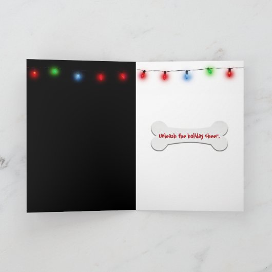 Happy Holidays Dog Paw Print with Hat カード (内部)