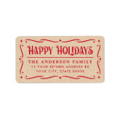 Happy Holidays elegant Kraft print return address ラベル (正面)