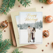 Happy Holidays Elegant Script Calligraphy Photo シーズンカード