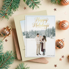 Happy Holidays Elegant Script Calligraphy Photo シーズンカード