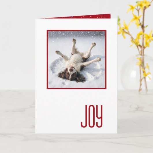 Happy Holidays English Spring Spaniel カード (黄色い花)