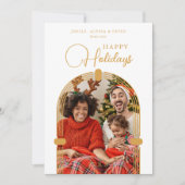 Happy Holidays Exquisite Golden Dome Arch Photo シーズンカード (正面)