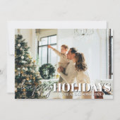 Happy Holidays Family Photo Classic Light Gray シーズンカード (正面)