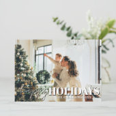 Happy Holidays Family Photo Classic Light Gray シーズンカード (スタンド正面)