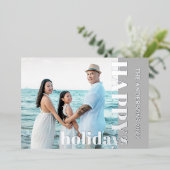 Happy Holidays Family Photo | Classic Light Gray 箔シーズンカード (立ち正面)