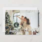Happy Holidays Family Photo Classic Light Gray Hol シーズンカード (正面)