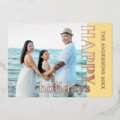 Happy Holidays Family Photo | Classic Soft Gold 箔シーズンカード (正面)