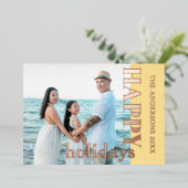 Happy Holidays Family Photo | Classic Soft Gold 箔シーズンカード (立ち正面)