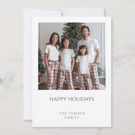 Happy Holidays Family Photo Plaid Pajamas シーズンカード (正面)