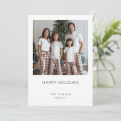 Happy Holidays Family Photo Plaid Pajamas シーズンカード (スタンド正面)