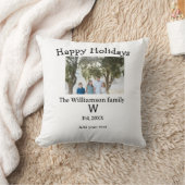 Happy holidays family photo renuion name letter ye クッション (ブランケット)