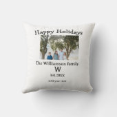 Happy holidays family photo renuion name letter ye クッション (裏面)