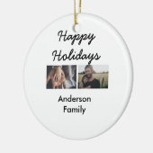 Happy holidays father son Christmas photo family n セラミックオーナメント (左)