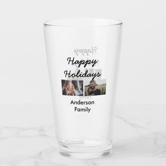 Happy holidays father son Christmas photo family n タンブラーグラス (正面)