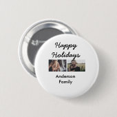 Happy holidays father son Christmas photo family n 缶バッジ (正面&裏面)