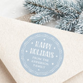 Happy Holidays festive font dot border light blue ラウンドシール