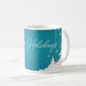 Happy Holidays – Festive Winter Aqua Blue Mug コーヒーマグカップ (正面右)