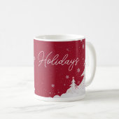Happy Holidays – Festive Winter Ruby Red Mug コーヒーマグカップ (正面右)