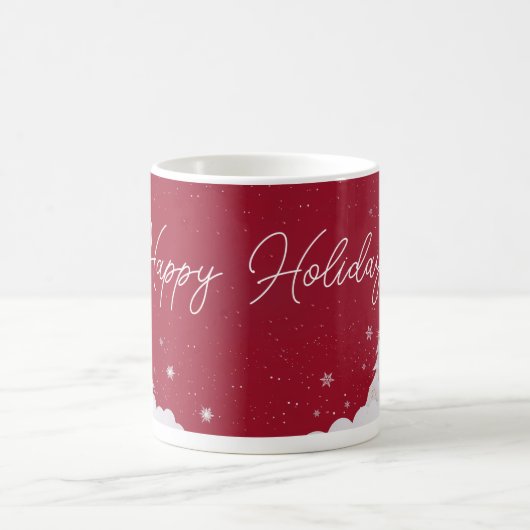 Happy Holidays – Festive Winter Ruby Red Mug コーヒーマグカップ (中央)