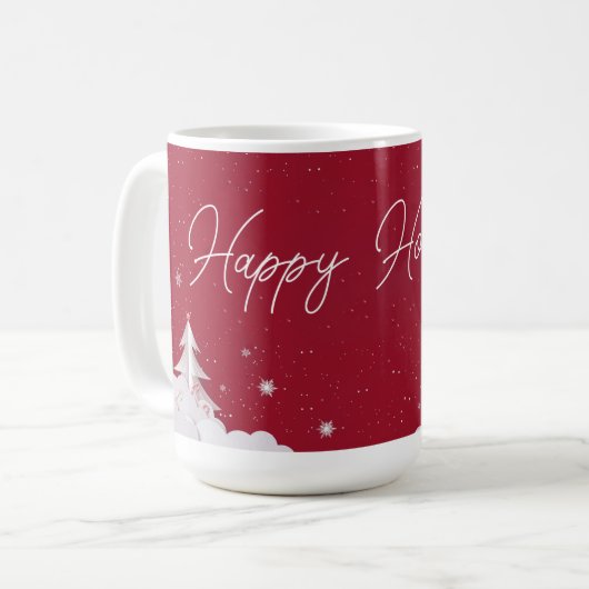 Happy Holidays – Festive Winter Ruby Red Mug コーヒーマグカップ (正面左)