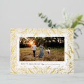 Happy Holidays Forest Foliage Gold Foil Photo Card 箔シーズンカード (立ち正面)