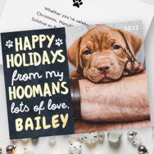 Happy Holidays Funny Modern Pet Custom Photo