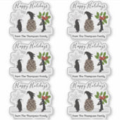 Happy Holidays Funny Penguin Christmas Gift Labels シール (正面)