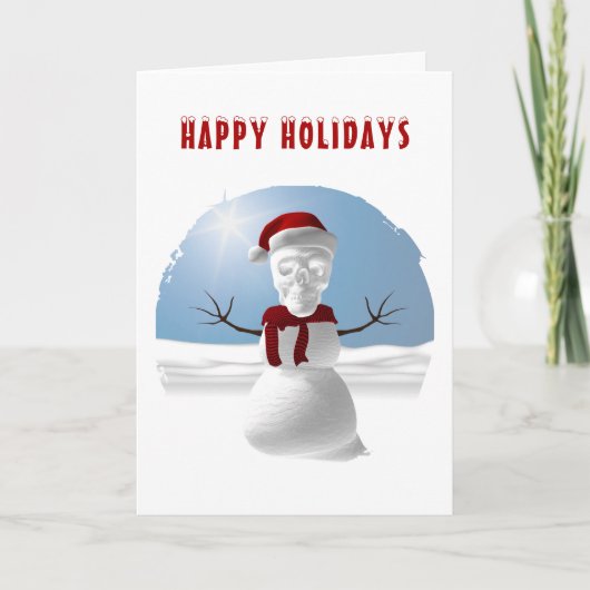 Happy Holidays. Funny skull-head snowman カード (正面)