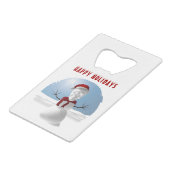 Happy Holidays. Funny skull-head snowman クレジットカード栓抜き (正面アングル)