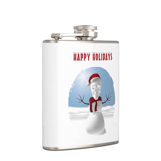 Happy Holidays. Funny skull-head snowman フラスク (右)