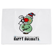 Happy Holidays (funny snowman) ラージペーパーバッグ (正面)