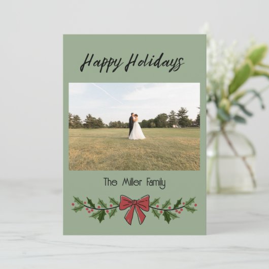 Happy Holidays Garland and Mistletoe 招待状 (スタンド正面)