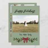 Happy Holidays Garland and Mistletoe 招待状 (正面/裏面)