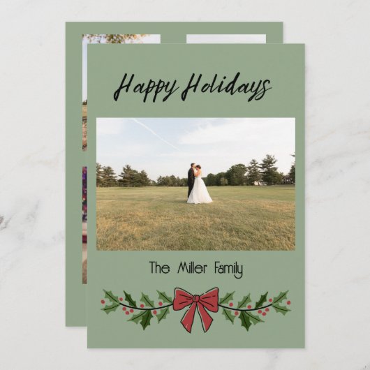 Happy Holidays Garland and Mistletoe 招待状 (正面/裏面)