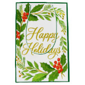 'Happy Holidays' Gift Bag ミディアムペーパーバッグ (正面)