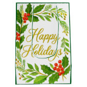 'Happy Holidays' Gift Bag ミディアムペーパーバッグ (裏面)