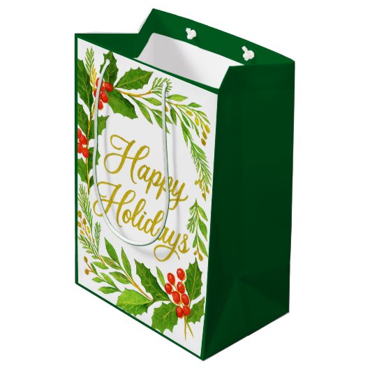 'Happy Holidays' Gift Bag ミディアムペーパーバッグ (裏面アングル)