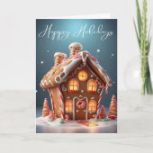 Happy Holidays Gingerbread House Christmas Card シーズンカード (正面)