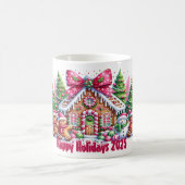 Happy Holidays Gingerbread House Christmas Mug コーヒーマグカップ (中央)
