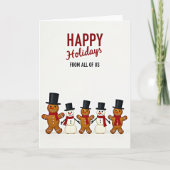 Happy Holidays Gingerbread Snowmen Card カード (正面)