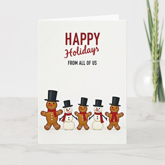 Happy Holidays Gingerbread Snowmen Card カード (正面)
