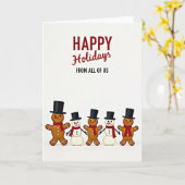 Happy Holidays Gingerbread Snowmen Card カード (黄色い花)