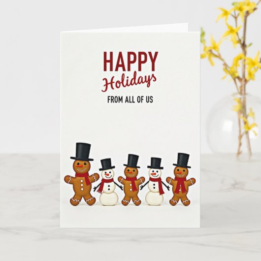 Happy Holidays Gingerbread Snowmen Card カード (黄色い花)