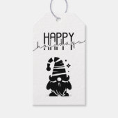 Happy Holidays Gnome Chic Grunge Black & White ギフトタグ (正面)