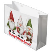 Happy Holidays Gnomie ラージペーパーバッグ (正面アングル)