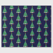 Happy Holidays Green Christmas Tree:  Dark Blue ラッピングペーパー (フラット)