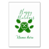 Happy holidays green dog pet paw candy cane animal テーブルナンバー (裏面)
