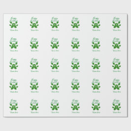 Happy holidays green dog pet paw candy cane animal ラッピングペーパー